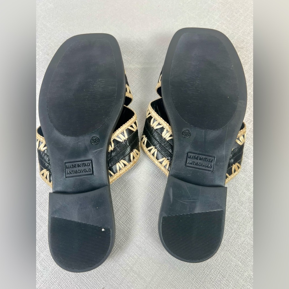 Lottoni Black and Beige Crossover sandals never worn size 38 Leather Sock‎ - Picture 2 of 3